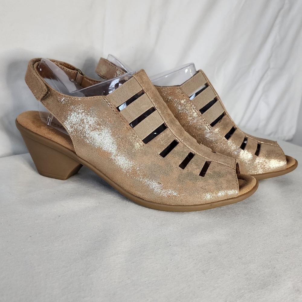 Comfortiva Leather Upper Slingback Peep Toe Heeled Sandals - Women's 9N
